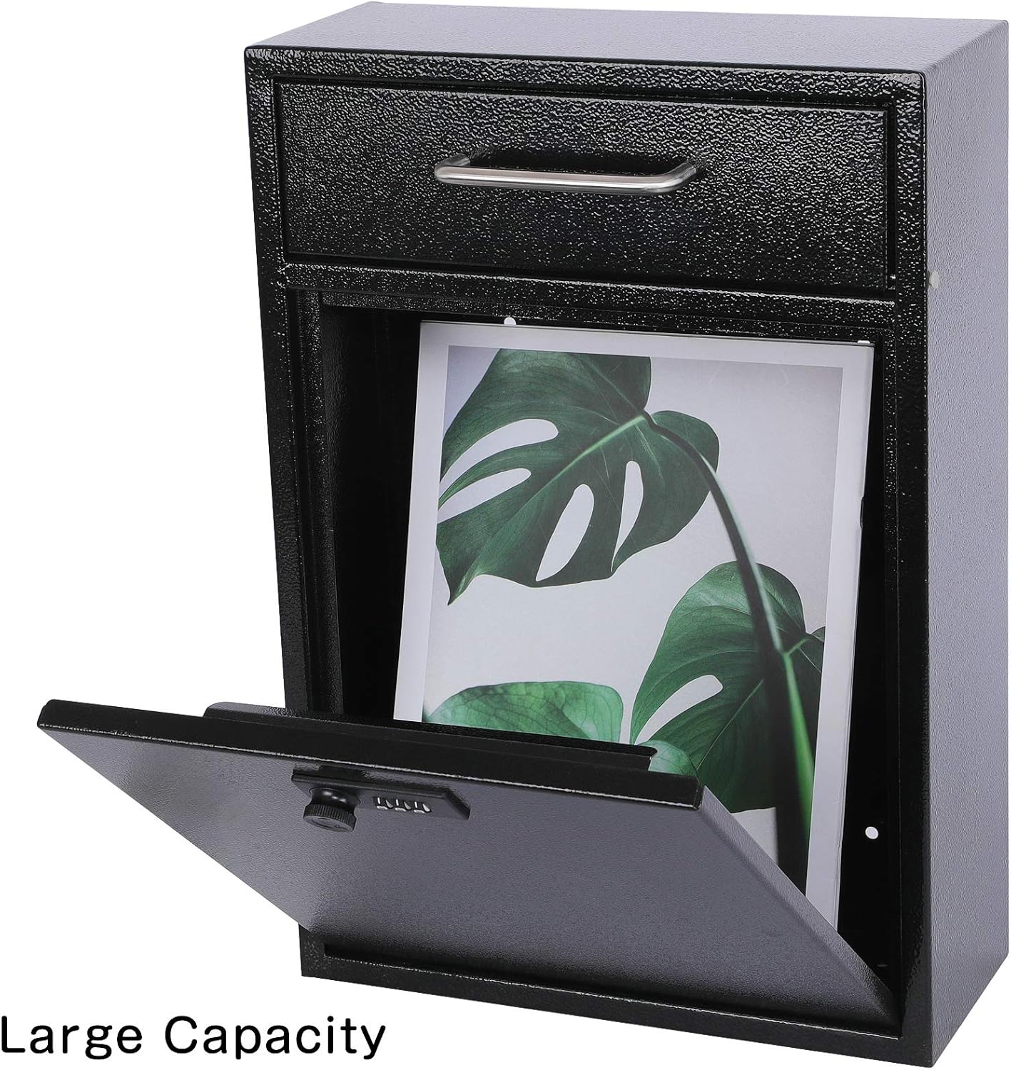 xydled Wall Mount Mailboxes with Combination Lock, Wall Mail Box for Outside, Locking Mailbox with Lock, Hanging Secured Postbox, Security Key Drop Box, 17.6H x 12.2L x 5.7W Inches, Black, XL Large