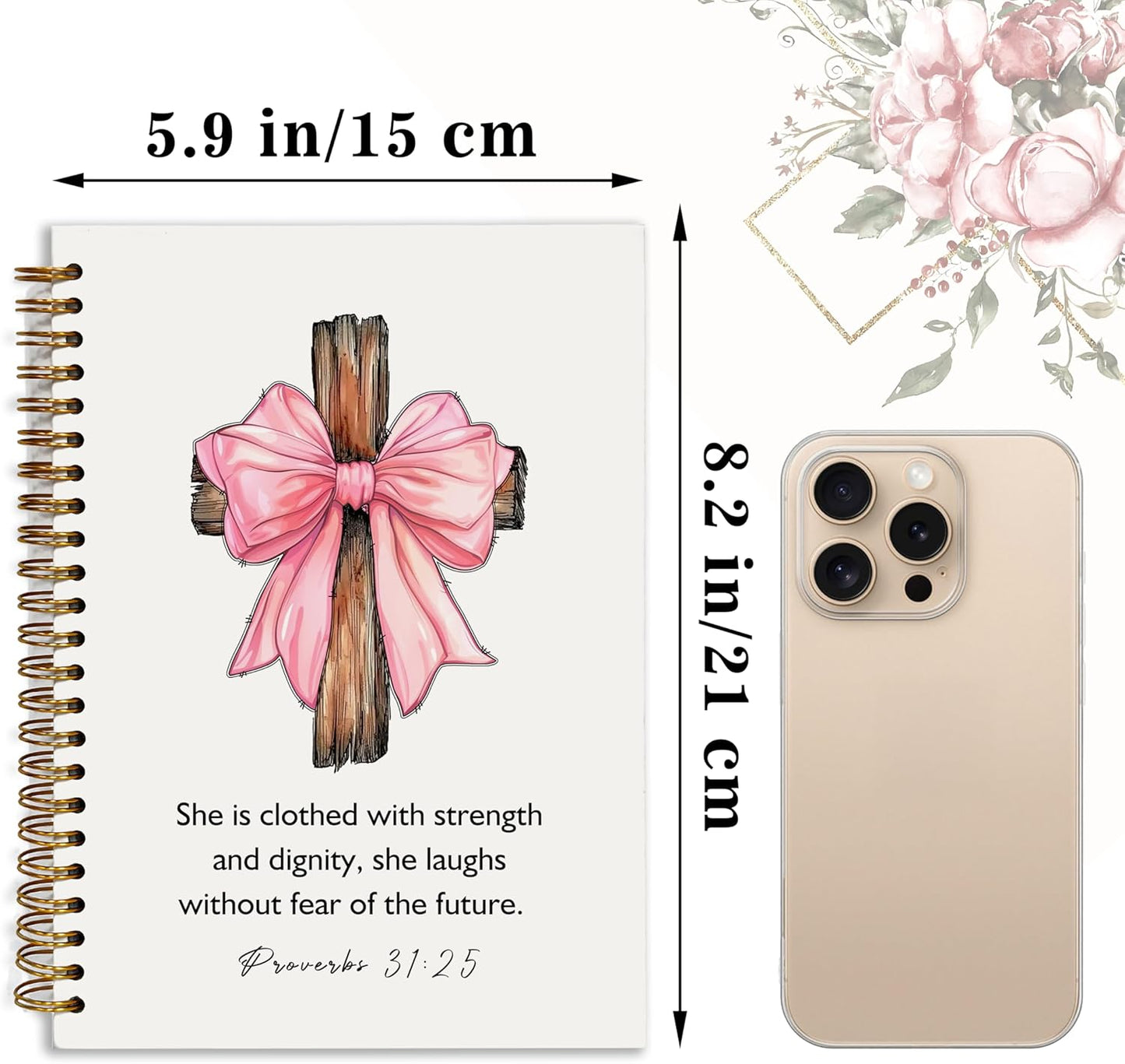 YOU FOUND ME Bohemian A5 Spiral Notebook with Rainbow Notebook- this is Our Happy Place, Inspirational Notebooks for Women, Bible Study, Gift for Birthday Christmas, Office Supplies (PINK BOW)