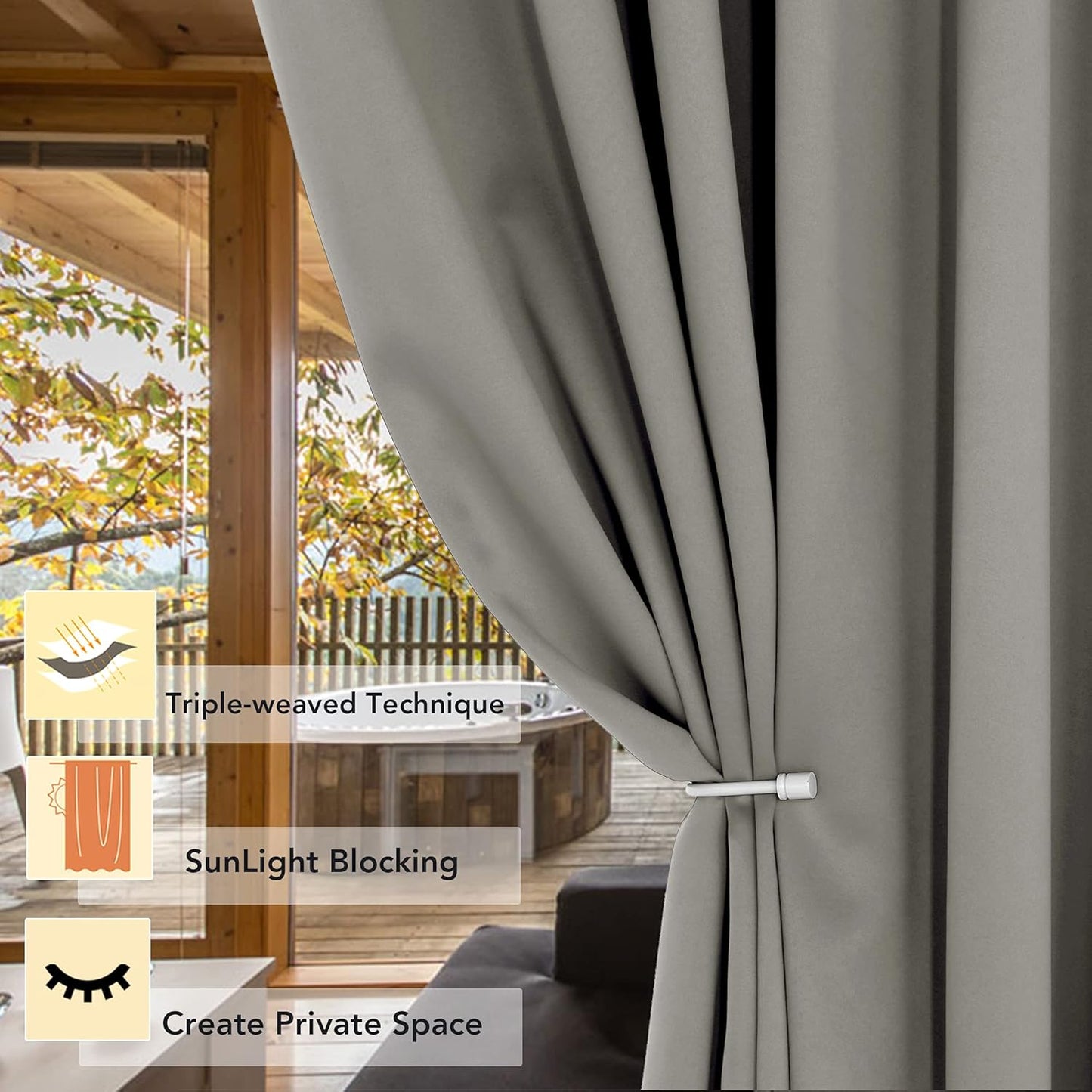 BONZER Room Divider Curtain Total Privacy Wall Wide Grommet Room Darkening Curtains for Patio Sliding Glass Door, 96L x 70W Inch (8L x 5.8W ft), 1 Panel, Silver