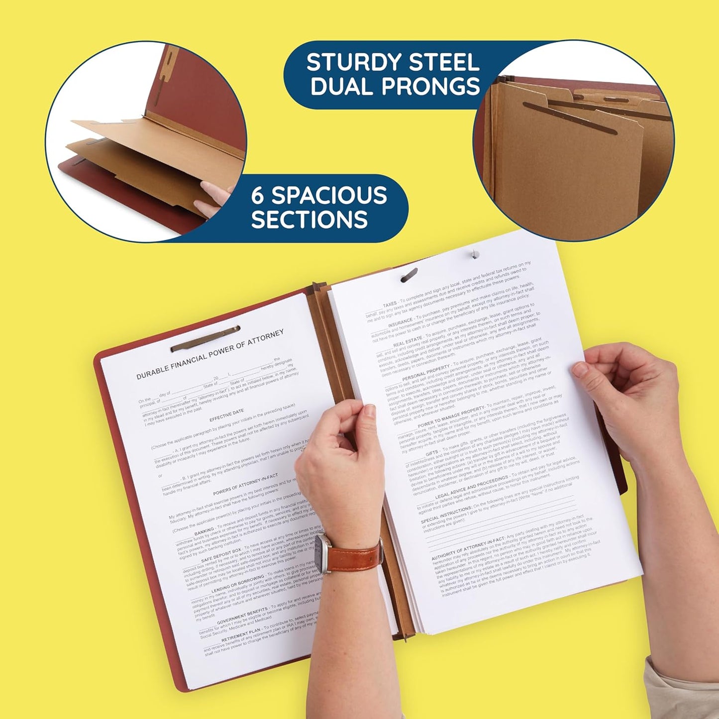 30 Legal Size Classification Folders, 2 Divider 2 Inch Tyvek Expansions, Durable 2 Prongs Designed to Organize Standard Law Client Files, Office Reports, 30 Legal Folders, Red Brick