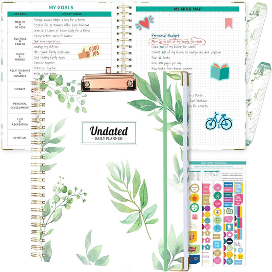 Ospelelf Undated Spiral Bound Planner Daily, Weekly and Monthly Planner 2025-2026, Work Planner 12 Month 8.5 x 11