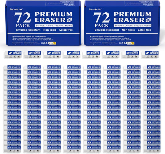 Erasers, Shuttle Art 144 Pack Premium Eraser Bulk, White Erasers Classroom Set for Kids Teachers as School and Office Supplies