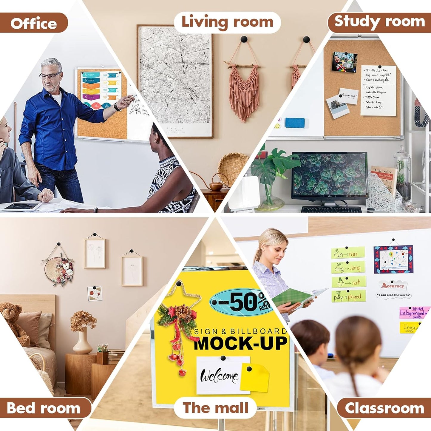 30 Pieces Black Thumb Tacks, Metal Push Pins, Zin Alloy Tacks for Wall, Picture Hanging Hooks, Picture Hangers, Poster Tack, Wall Tacks for Bulletin Boards Decorative