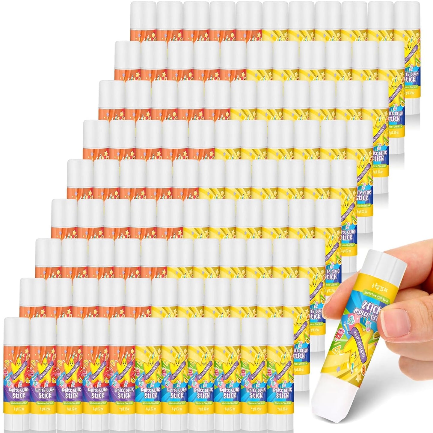 Zubebe 200 Pcs White Glue Stick Bulk Back to School Gifts First Day Sets 0.32 oz Washable Glue Stick for Crafts Home Classroom Prize Party Supplies Scrapbooking Crafting Supplies (Star)