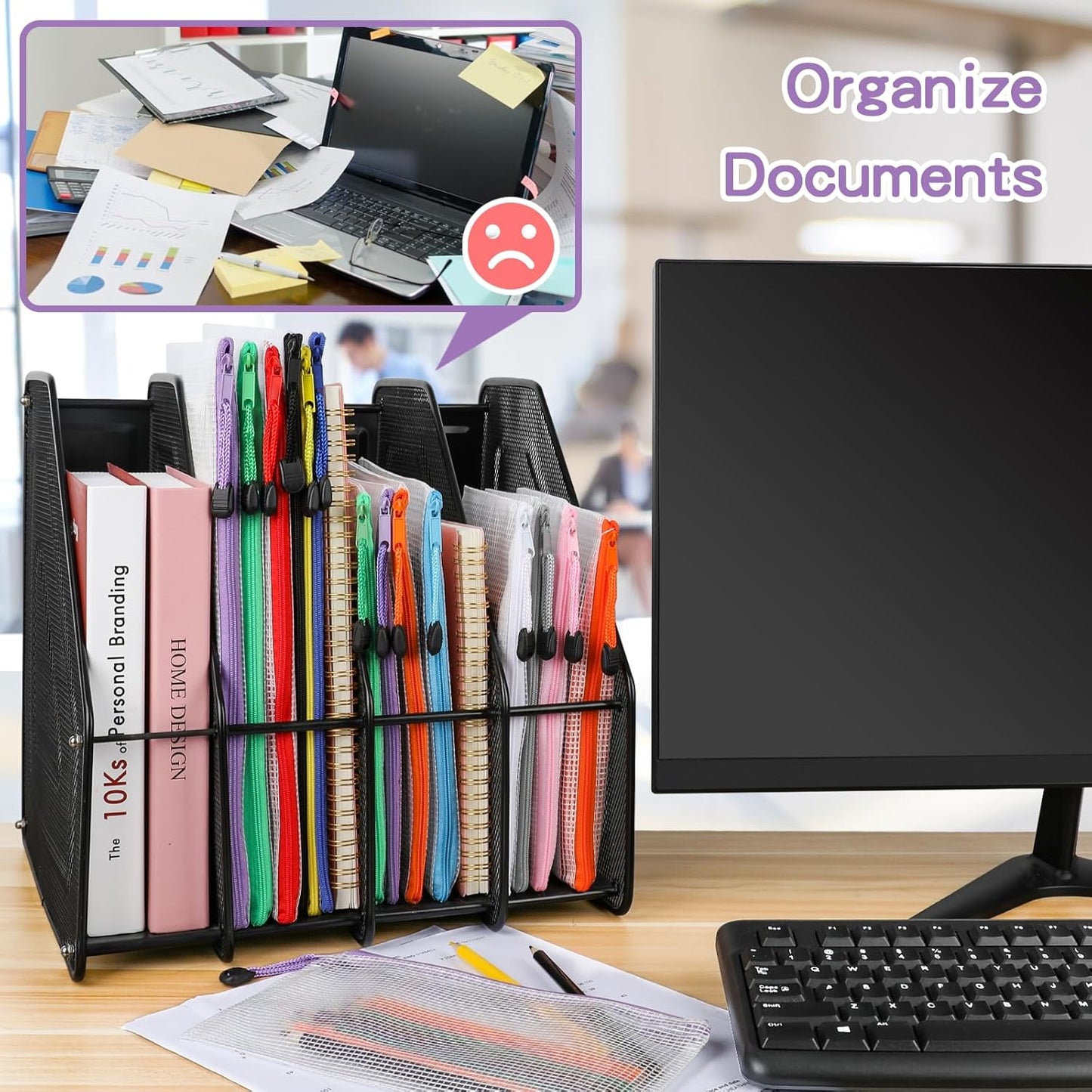 Umriox Mesh Zipper Pouch, 14.9x11.0 in (12 Colors, 36 Packs), Zipper Bags, Board Game Storage Bags, Clear Zipper Pouches for Puzzles, Games, Cross Stitch Projects and Classroom Supplies