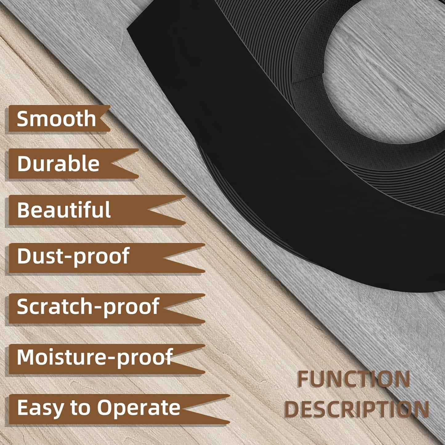 GSCIT Club Black Edge Banding, 1 1/2 Inch x 100ft Melamine With Hot Melt Adhesive Preglued Cabinet Flexible Black Veneer Edging