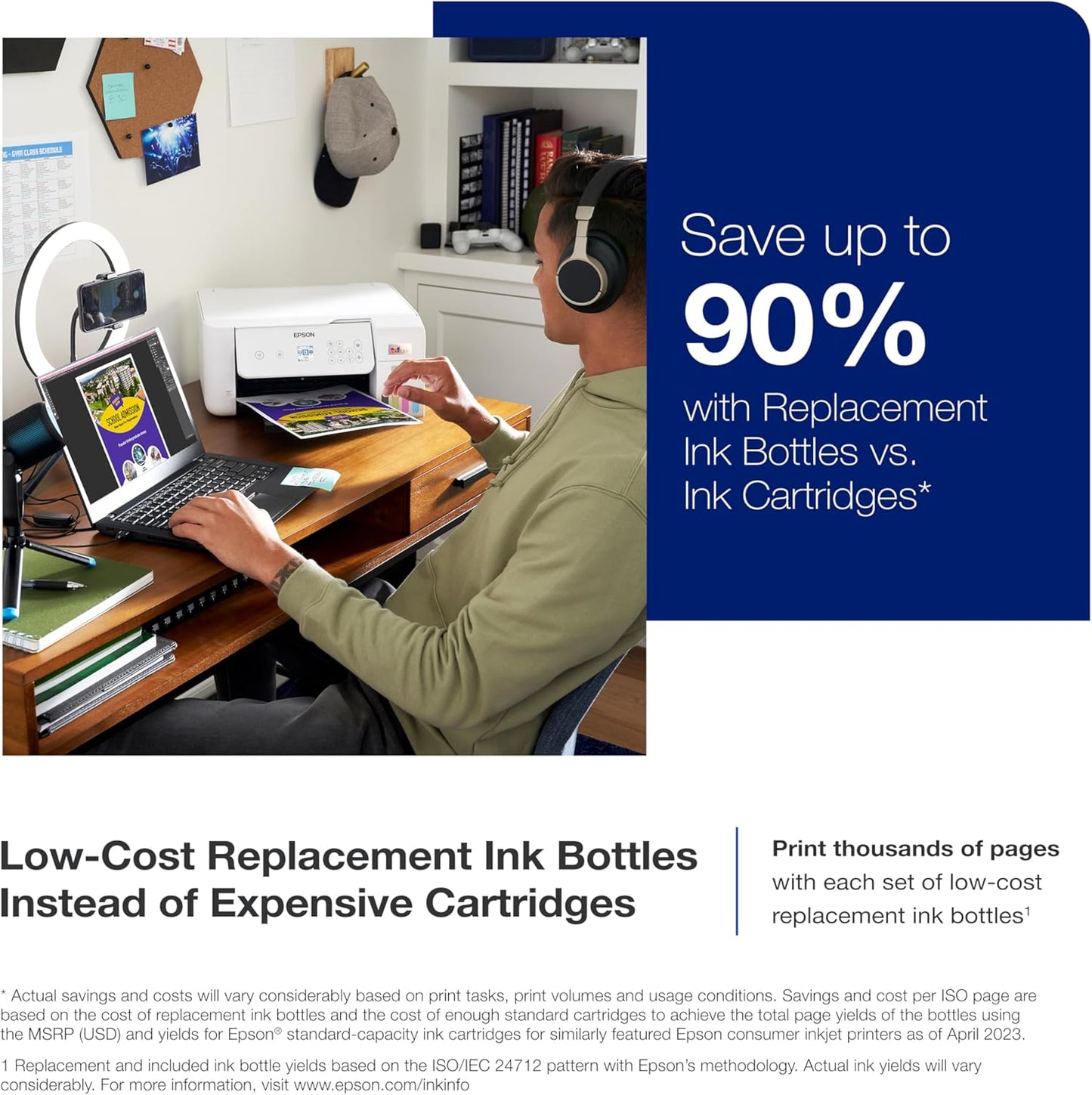 Epson EcoTank ET-2800 Wireless Color All-in-One Cartridge-Free Supertank Printer & Workforce Pro WF-4830 Wireless All-in-One Printer with Auto 2-Sided Print