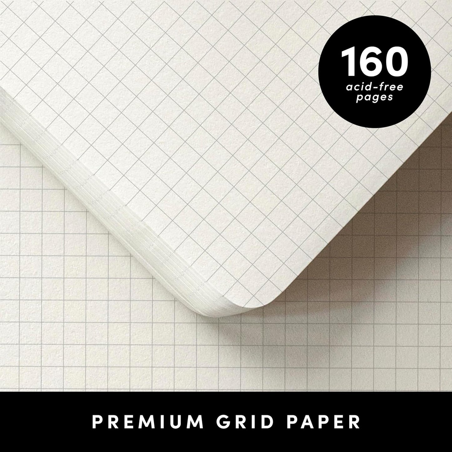 PAPERAGE Graph Paper Journal Notebook, (Sage Green), 160 Pages, Medium 5.6 in x 8 in - 100 GSM Thick Paper – Hardcover Grid Notebook for Work or School