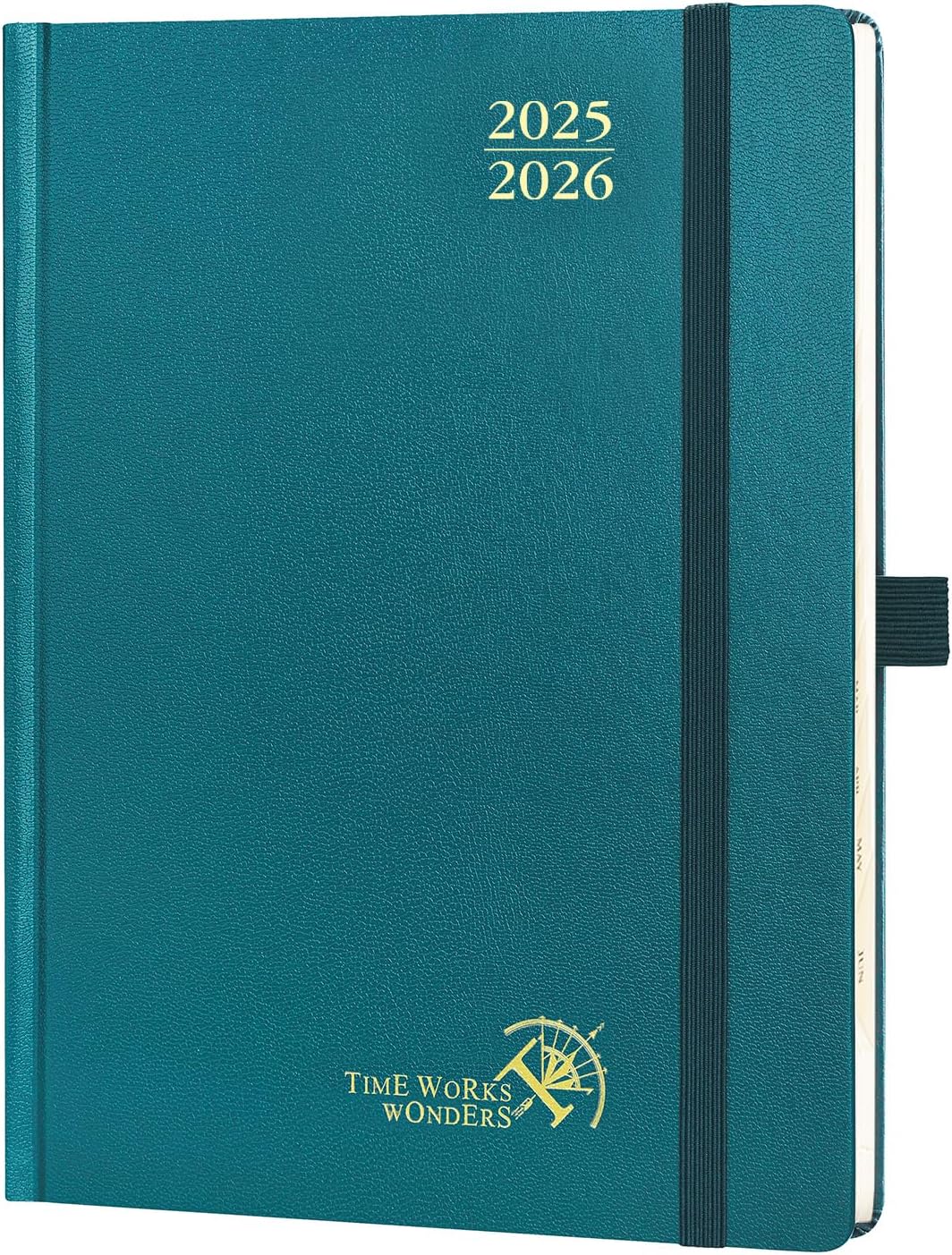 POPRUN Planner 2025-2026, (Medium 6.5'' x 8.5'' Hard Cover) Academic Calendar (July 25-June 26) Daily Weekly and Monthly Appointment Book with Hourly Time Slots, Monthly Tabs, 100 GSM - Pacific Green
