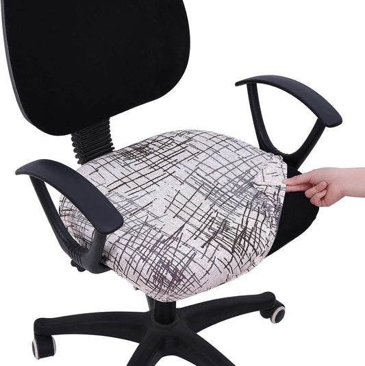 Smiry Printed Office Computer Chair Seat Covers, Stretch Fit Universal Desk Rotating Chair Cover Washable Removable Seat Cushion Protectors - Brown and White