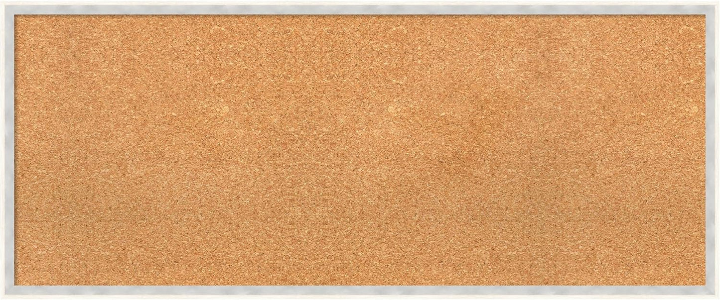 Amanti Art Natural Cork Board for Wall, 17x41 Vision Board with White Frame, Large Corkboard Office Decor for Home Organization, Modern Corkboard Pinboard to Display Items for Home Organization in