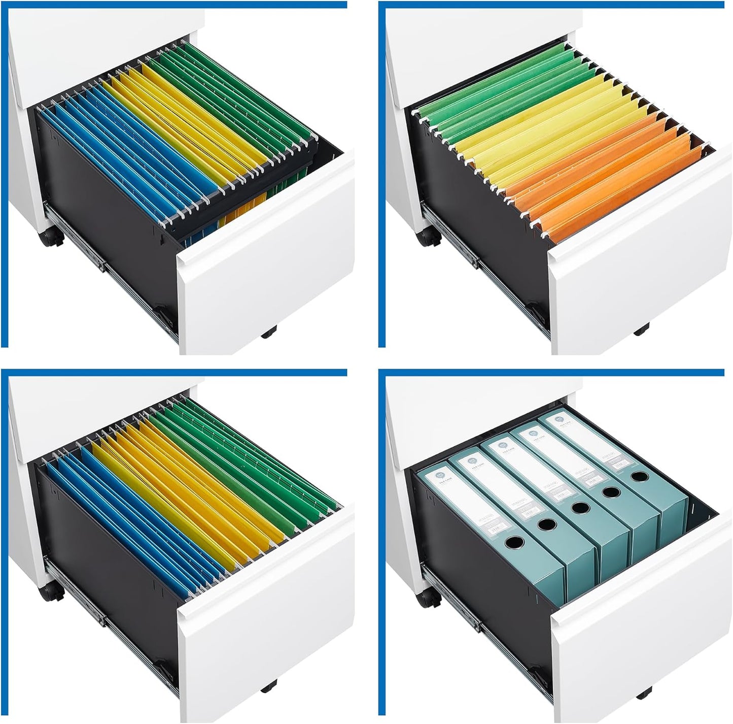 2 Drawers File Cabinet with Lock Metal Vertical File Cabient with Wheels Mobile File Cabinet for Office Home Legal/Letter/a4 Size Require Assembly (White, 2 Drawers)