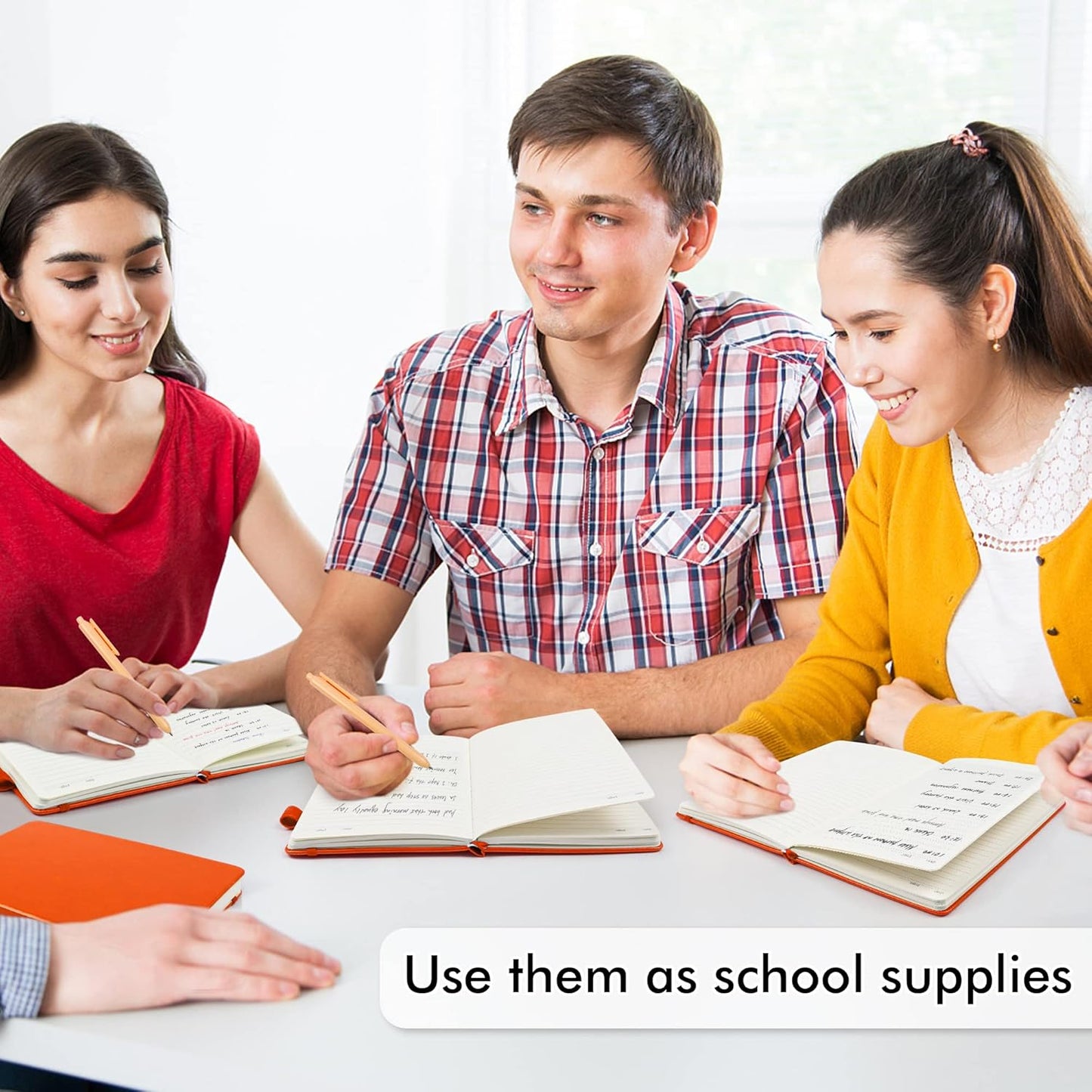 12 Pack Notebooks Journals Bulk with 12 Black Pens, Feela A5 Hardcover Notebook Classic Ruled Journal Set with Pen Holder for School Business Work Travel Writing, 120 GSM, 5.1”x8.3”, Orange