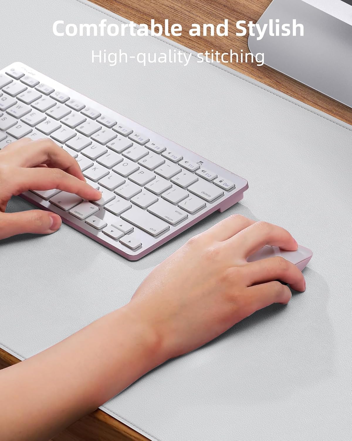 Non-Slip Desk Pad,Mouse Pad,Waterproof PVC Leather Desk Table Protector,Non-Slip PU Leather Desk Blotter, Easy Clean Laptop Desk Writing Mat for Office Work/Home/Decor(White, 24" x 13.7")