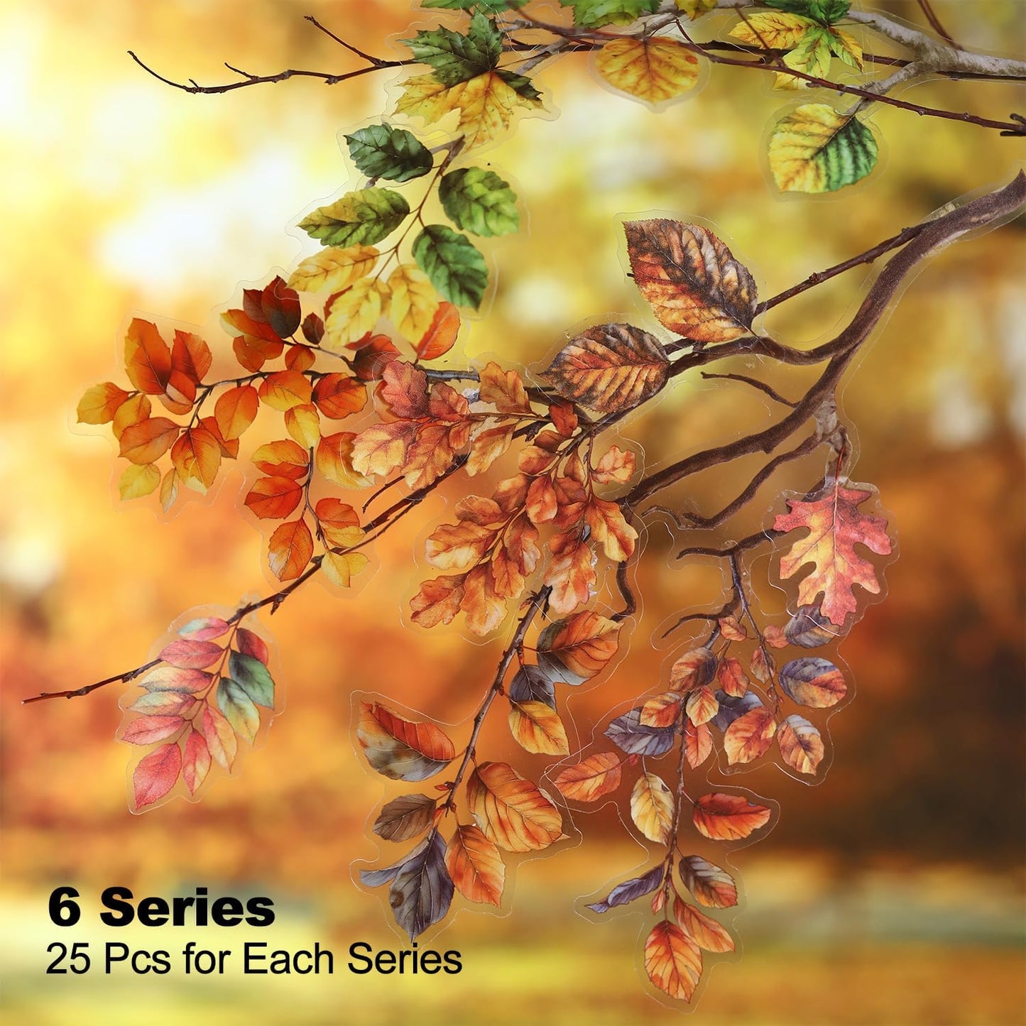 Foliage PET Sticker Set, 150PCS Leaf and Branch Stickers for Scrapbooking, Journaling, DIY Crafts, and Art Supplies