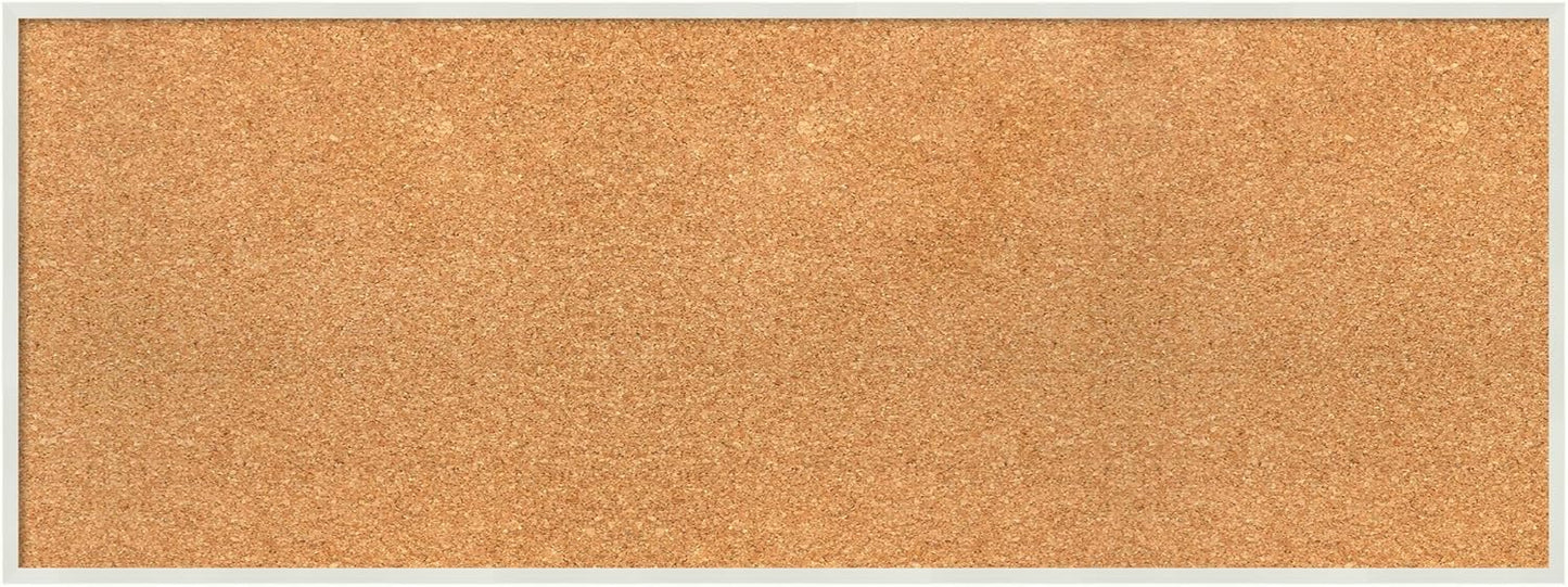 Amanti Art Natural Cork Board for Wall, 15x39 Vision Board with White Frame, Medium Corkboard Office Decor for Home Organization, Modern Corkboard Pinboard to Display Items for Home Organization in