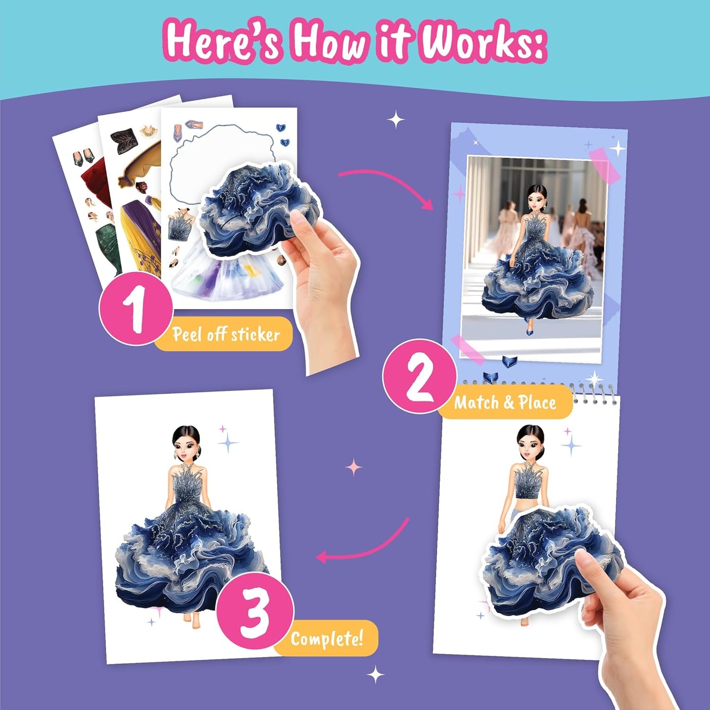 Fashion Glamour Sticker Dress Up Activity Book, 100+ Removable Stickers