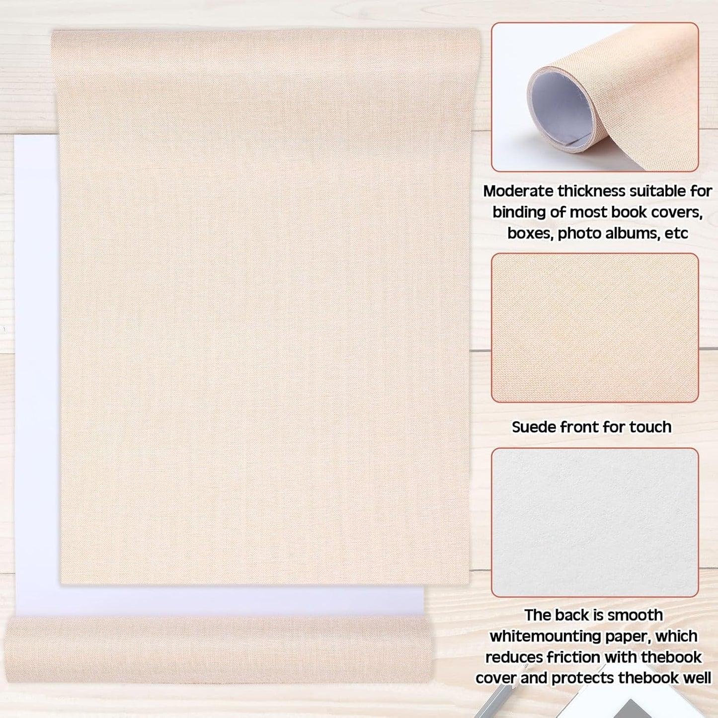 4 Pcs Book Cloth Bookcover Fabric Surface with Paper Backed Book Binding Cloth Fabric Book Cover for Scrapbooking Album DIY Craft Supplies Home, 4 Colors(Earth Color,40 x 16 Inches)