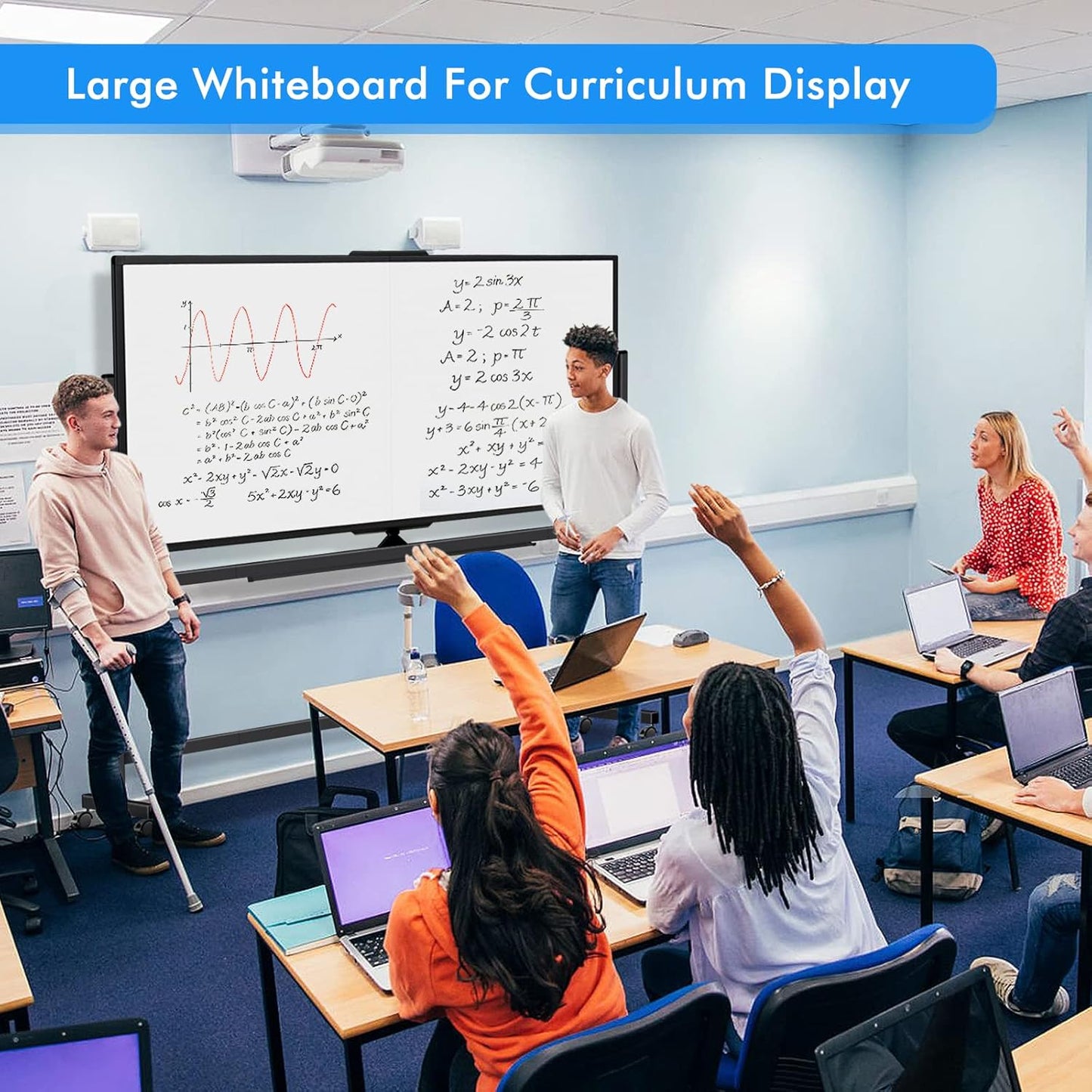 maxtek 72 x 40 Double Sided Rolling Whiteboard, Mobile Whiteboard Magnetic White Board - Large Reversible Dry Erase Board Easel Standing Board on Wheels with Stand (72 x 40 Black)