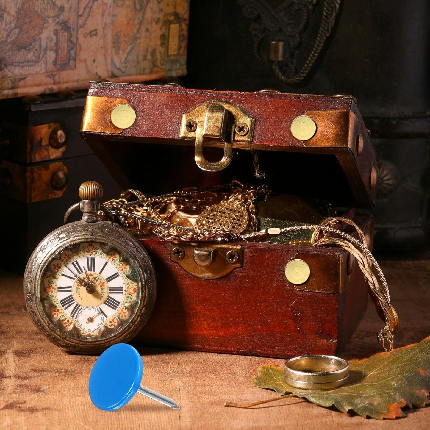 uxcell 150Pcs Upholstery Tacks, 11mmx15mm Flat Head Thumb Tack Decorative Furniture Nails Push Pins for Furniture Sofa Headboards, Blue