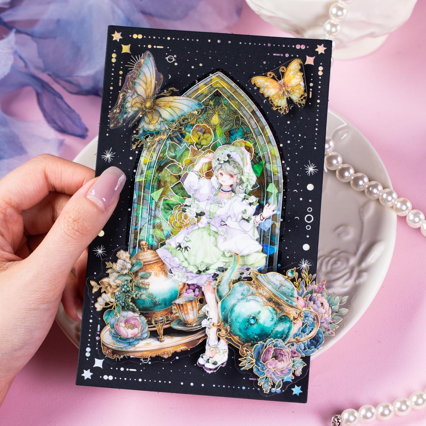 Alideco 120pcs Scrapbook Stickers Hot Stamping Flower Scrapbooking Junk Journal Crafts Embelishment Decoration Diary Stickers (annidewuhou)