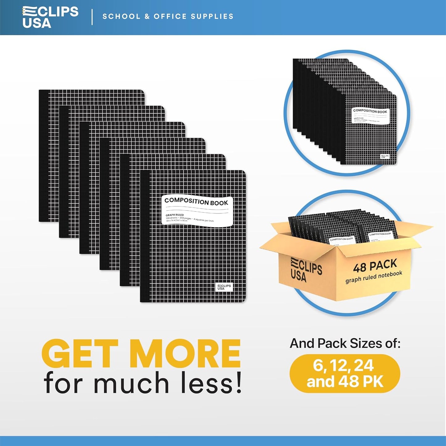 Composition Notebooks, Quad Ruled, Graph Paper Composition Notebook, Graph Composition Notebook, 100 sheets, 9.75″ x 7.50″ (12 Pack)