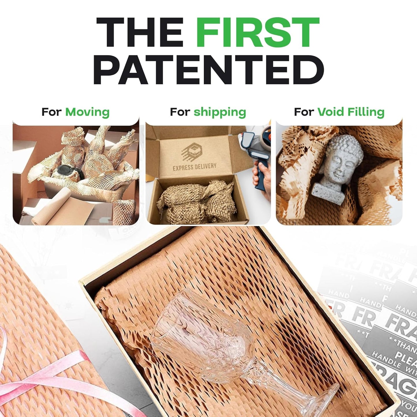 IDL Packaging 15" x 1400' Refill Roll (Pack of 1) for MP-1400USN HexcelWrap Honeycomb Packing Paper Station, Brown - Protective Kraft Paper with Interlocking Slit Design for Shipping