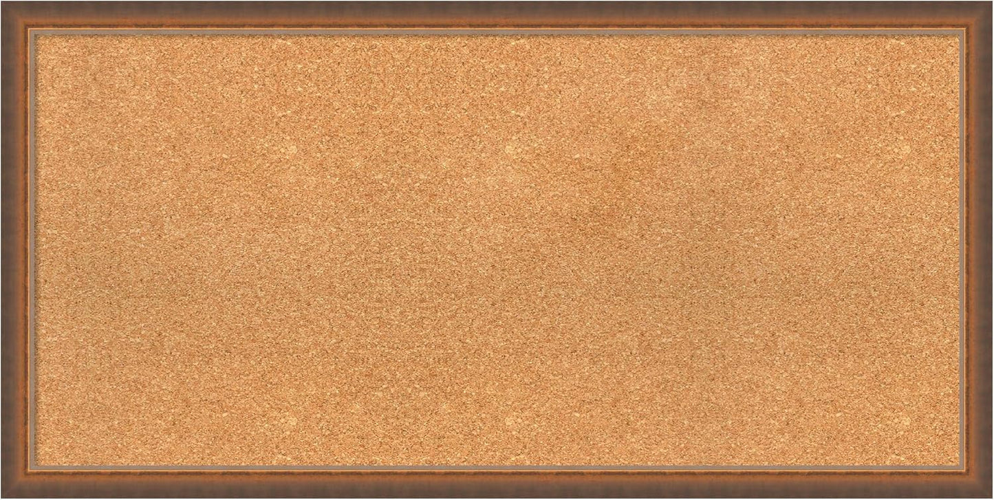 Amanti Art Natural Cork Board for Wall, 20x40 Vision Board with Bronze Frame, Large Corkboard Office Decor for Home Organization, Modern Corkboard Pinboard to Display Items for Home Organization in
