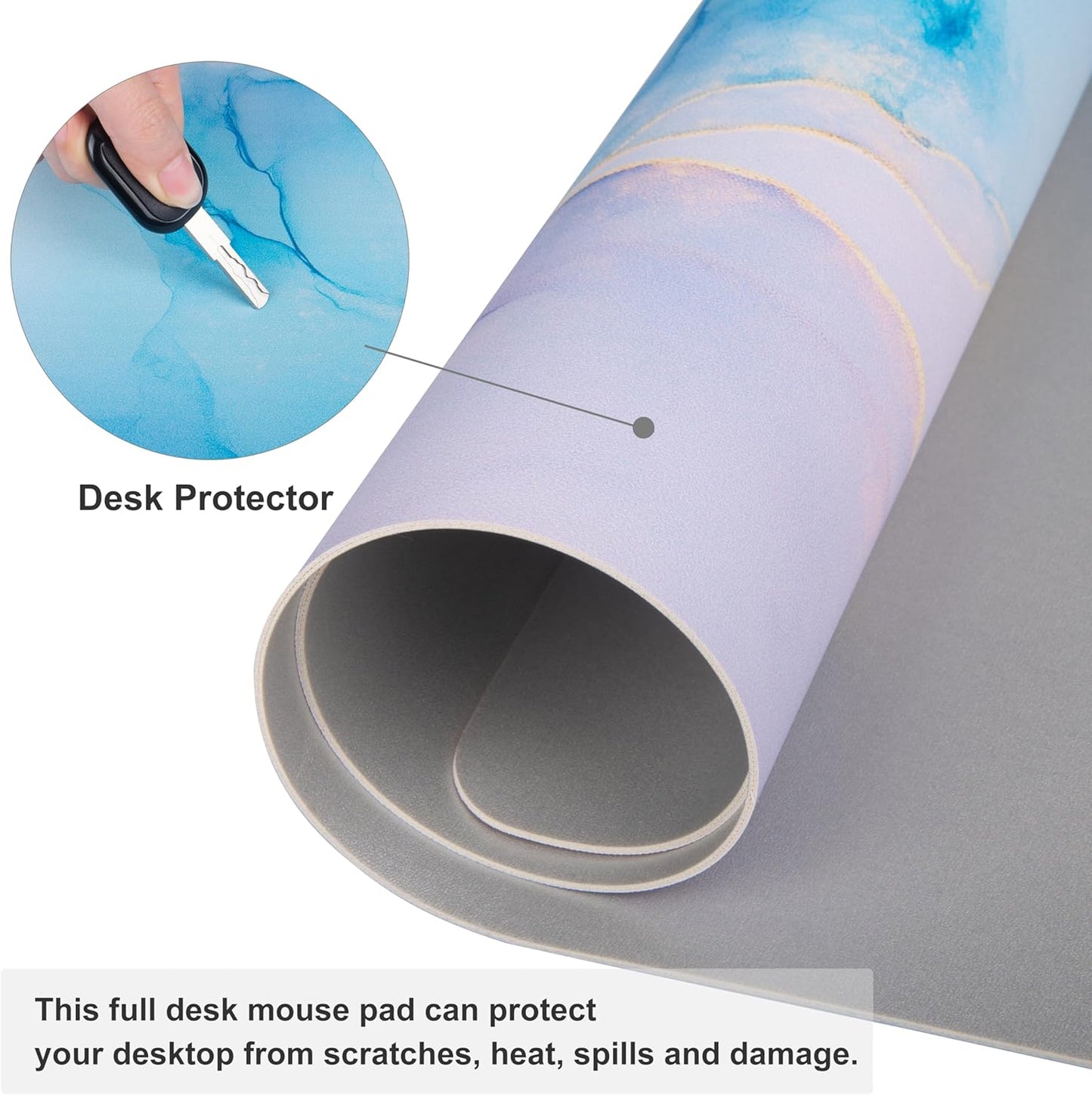 QIYI Large Mouse Pad, PU Leather Desk Mat for Desktop, Waterproof Gaming Desk Pad, Marble Painting Full Desk Accessories Keyboard Mousepad, Home & Office Décor 31.5" x 11.8" - Abstract Fluid Art