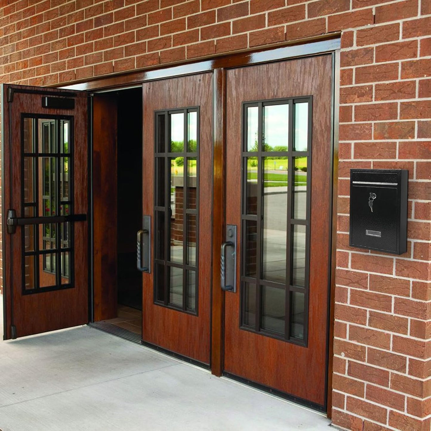 KYODOLED Key Lock MailBoxes for Outside, Locking Wall Mount Mailbox, Security Key Drop Box for Letters Newspapers, Cards, 12.4H x 8.54L x 3.35W Inches, Black