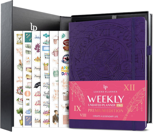 Legend Planner PRO Premium – Large Undated Weekly, Monthly & Budget Planner with Habit Tracker – Life Organizer for Time & Task Management, Goal Setting & Productivity – A4 size (Purple)