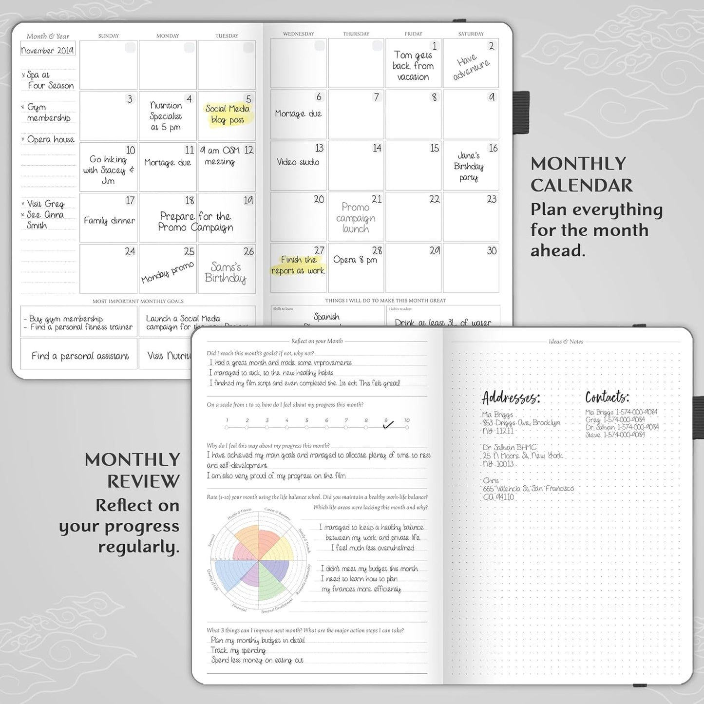 Legend Planner PRO – Deluxe Weekly & Monthly Life Planner to Increase Productivity and Hit Your Goals. Time Management Organizer Notebook – Undated – 7 x 10" Hardcover + Stickers – Mystic Gray