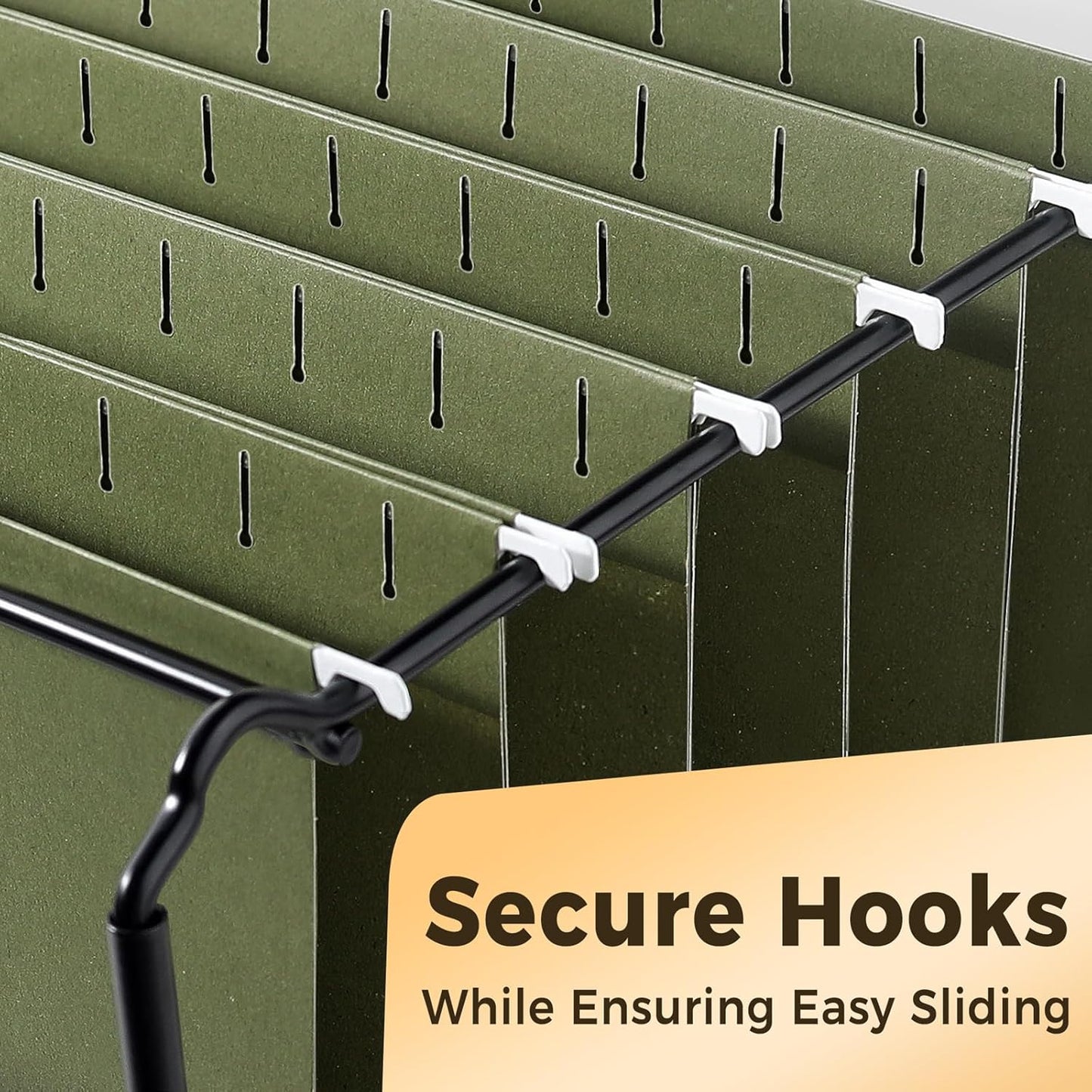 SUNEE Hanging File Folders, 25 Pack Reinforced Hang Folders Letter Size, Adjustable 1/5-Cut Tabs, Designed for Bulky Files, Filing Cabinet, Standard Green