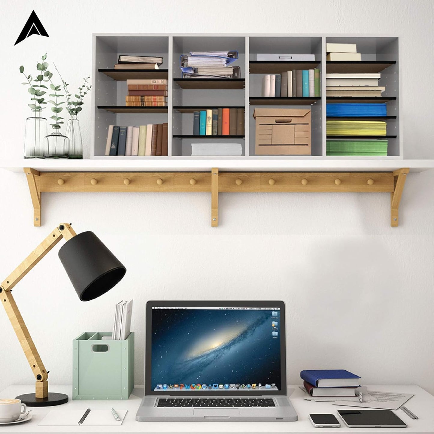 AdirOffice Wooden Adjustable Literature Organizer, 24 Compartment Office Mailbox, or Classroom Literature Organizer, White