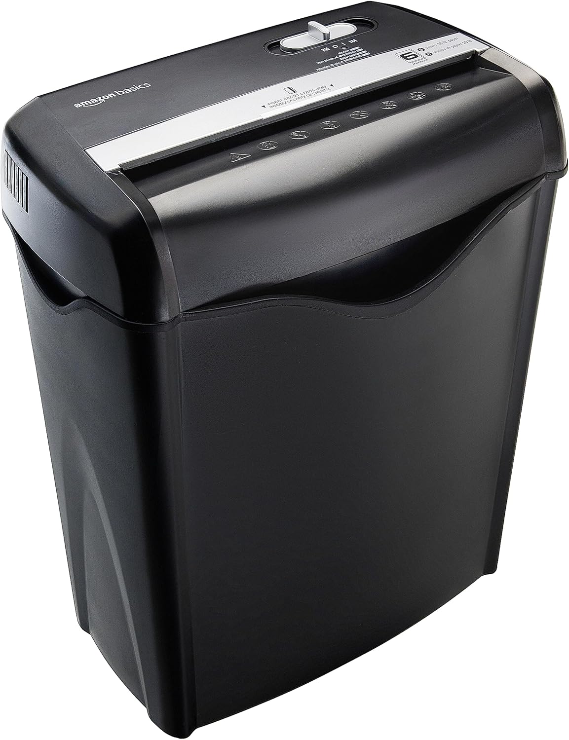 Amazon Basics 6 Sheet Cross Cut Paper and Credit Card Home Office Shredder with 3.8 Gallon Bin, Black