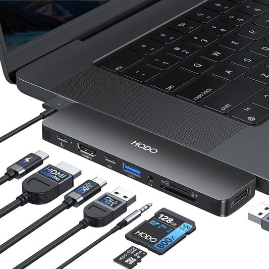 USB C Adapter HDMI Hub for MacBook Pro Air 2025-2018 M1 M2 M3 M4, Mac USB Adapter 8 in 2, MacBook USB C Hub with HDMI, Thunderbolt 3, 10G USB C USB A Data Ports, SD TF Card Reader, Audio, Black