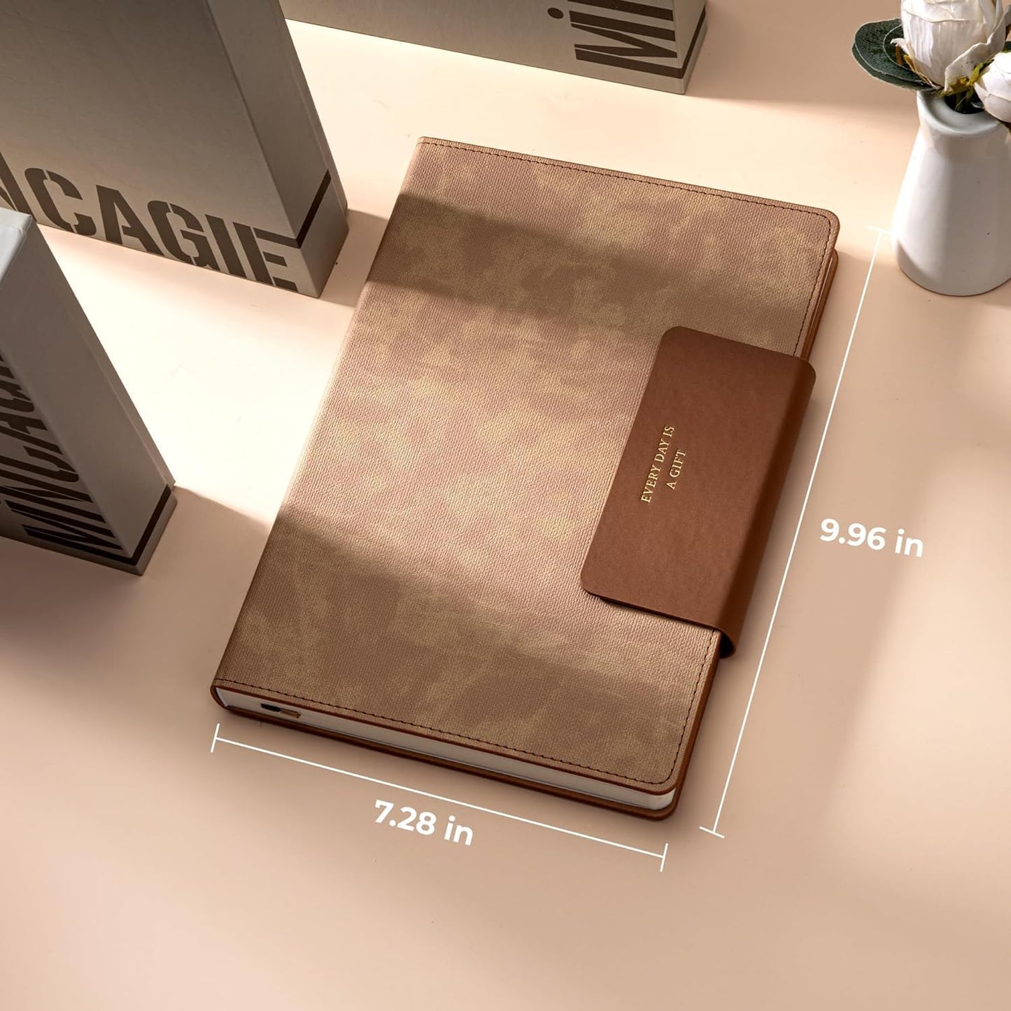 Leather Journal for Men 320 Pages B5 Large Journaling Notebooks with 100 GSM Thick Paper Journals for Writing Notebook for Men & Women with Buckle Closure Work Diary, 7.28" x 10.23", Brown