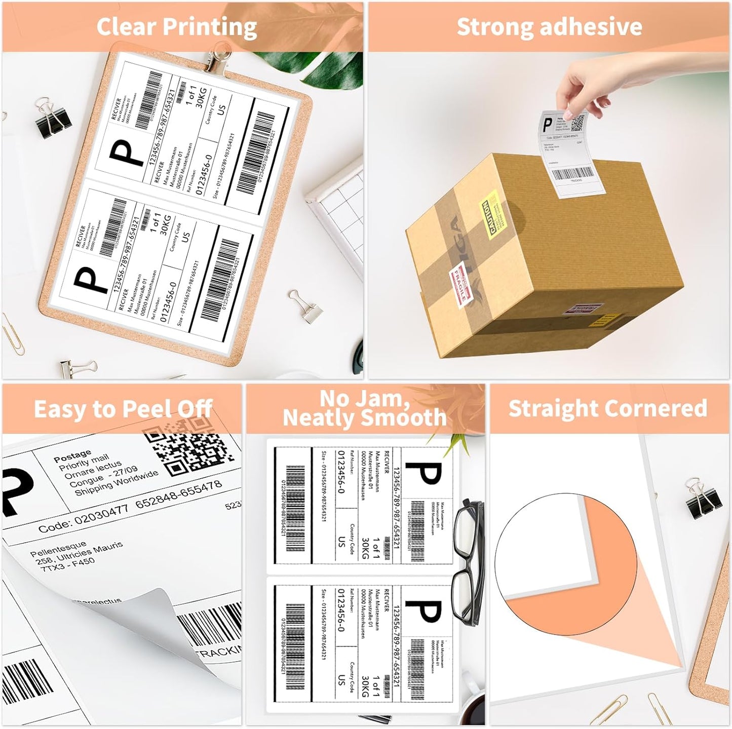 Half Sheet Self Adhesive Shipping Labels, 8.5" x 5.5" Address Labels Laser/Ink Jet White Blank Shipping Labels (2000 Sheets/4000)