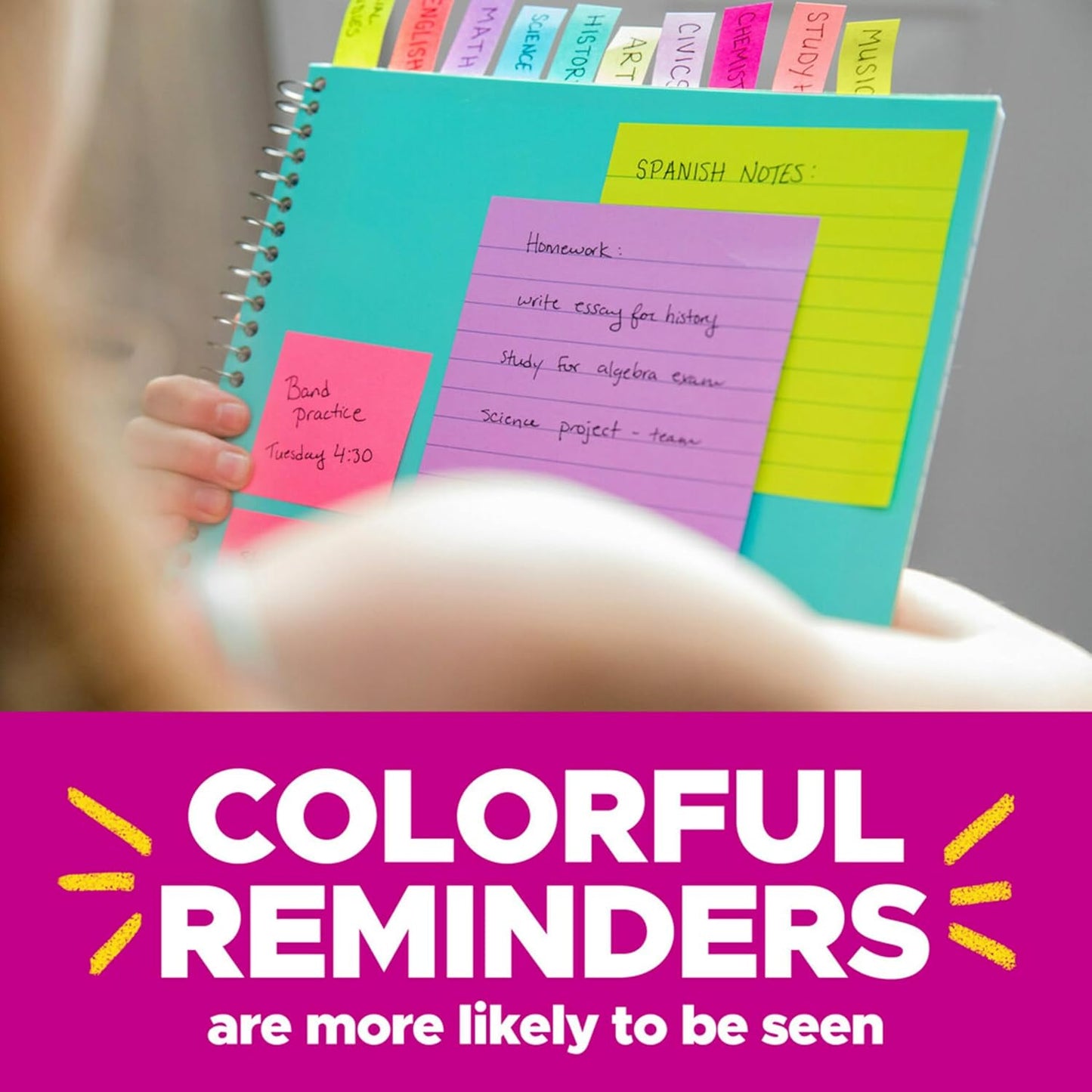 Post-it Super Sticky Notes, 4x4 in, 4 Pads, 2X The Sticking Power, Rio de Janerio Collection, Bright Colors (Orange, Pink, Blue, Green),Recyclable (675-4SSUC)