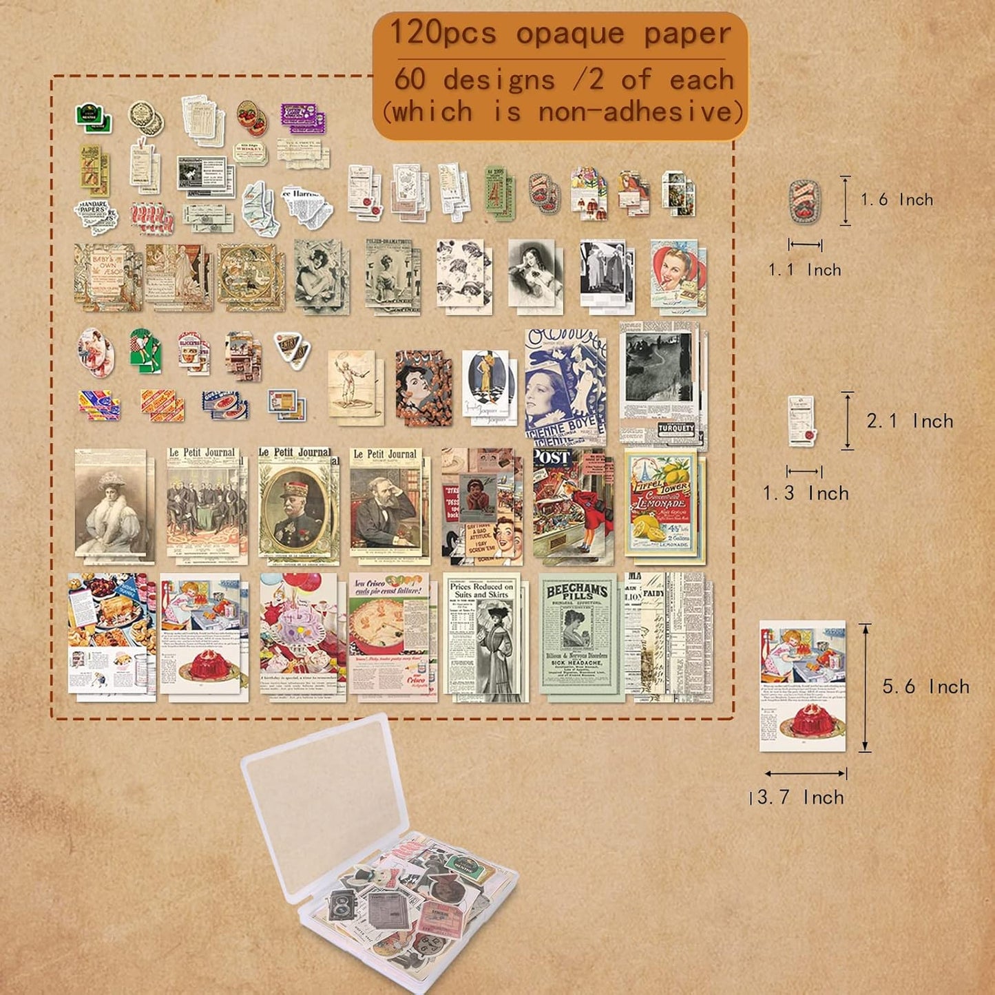 200Pcs Vintage Scrapbook Stickers, Aesthetic Junk Journal Stamping Supplies Kit, Scrapbooking Ephemera Washi Paper for Bullet Journaling Planners Diary Collage (Nostalgic)