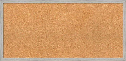 Amanti Art Natural Cork Board for Wall, 15x31 Vision Board with White Frame, Medium Corkboard Office Decor for Home Organization, Cottage Corkboard Pinboard to Display Items for Home Organization in