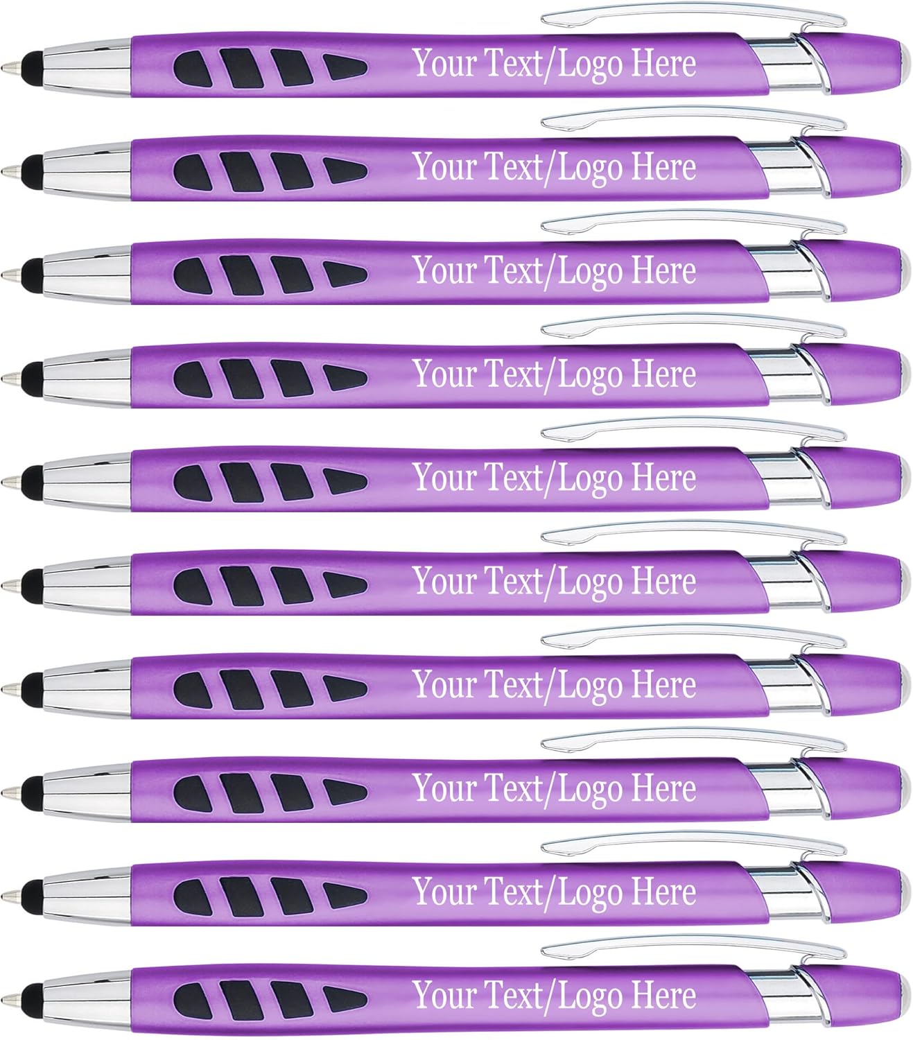 Personalized with Your Custom Logo or Text Pens-300 Pack Bulk-for Businesses, Parties, and Events, 2 in 1 Capacitive Stylus & Ballpoint Pen Compatible with Most Touchscreen Devices, Purple