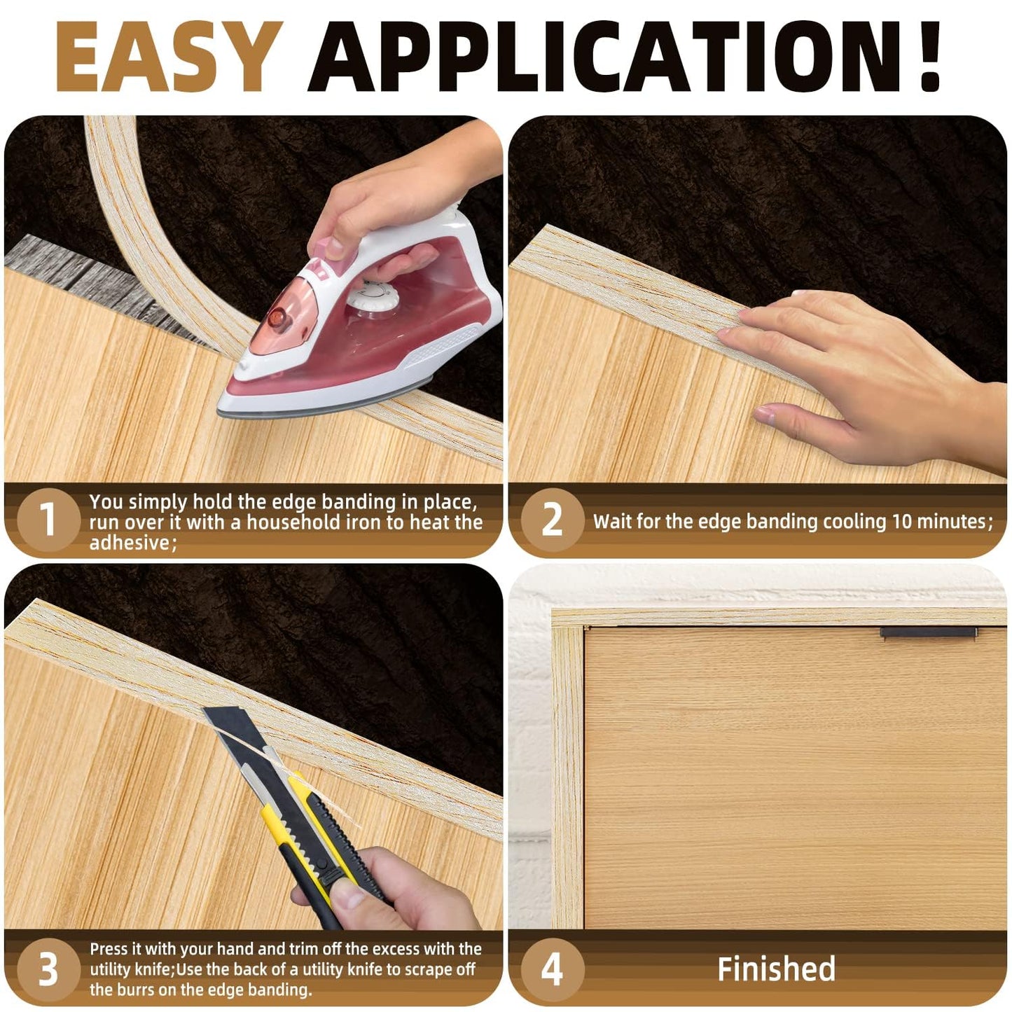 GSCIT Club Oak Edge Banding, 7/8 inch x 500ft roll of Veneer Edge Banding Preglued Flexible, Wood Tape Banding for Repair Furniture