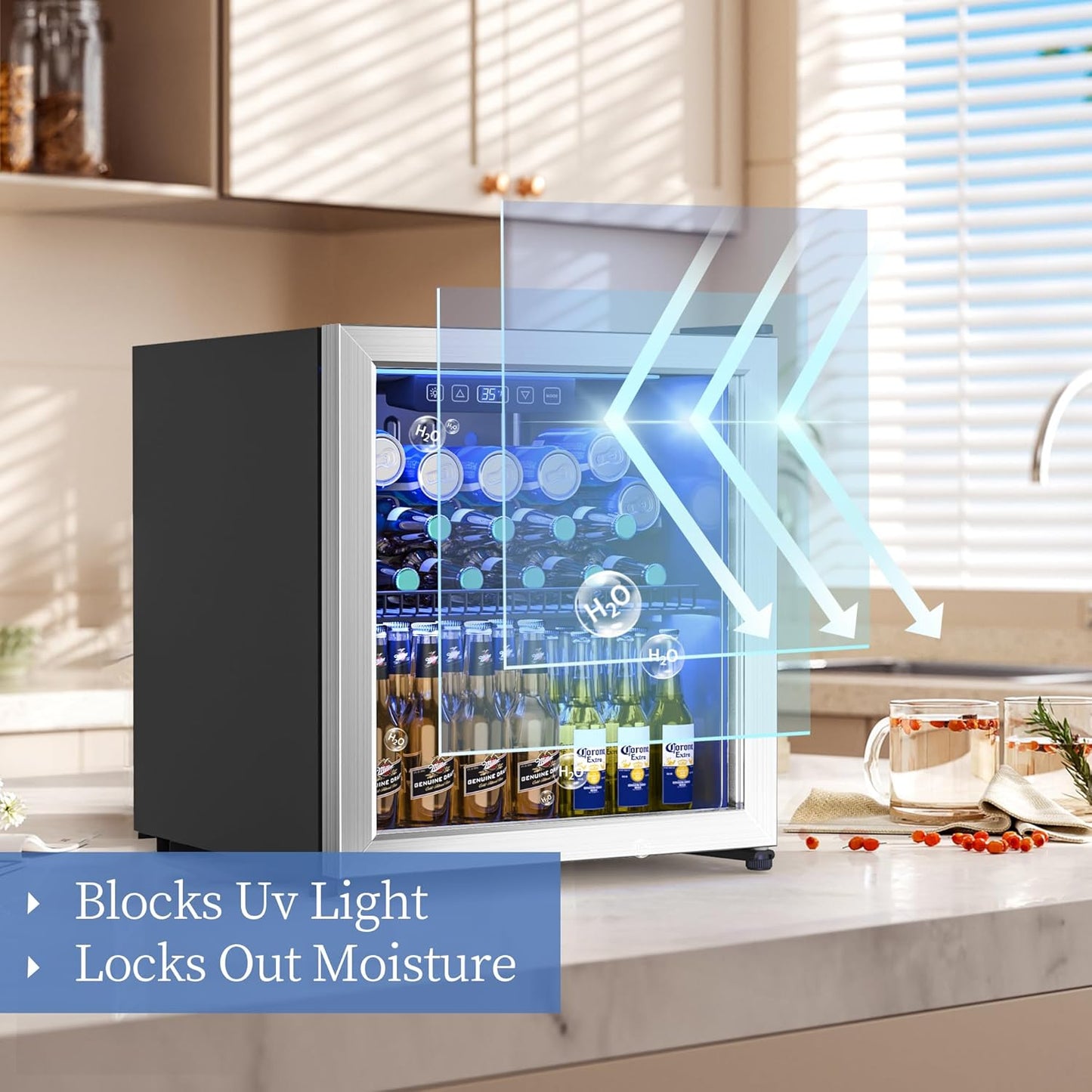 Beverage Refrigerator and Cooler, Freestanding Drink Dispenser for Soda Beer or Wine,70 Can Mini Fridge with Glass Door,Digital Temperature Control,Home, Bar, Office (Silver 1.78 Cu,Ft)