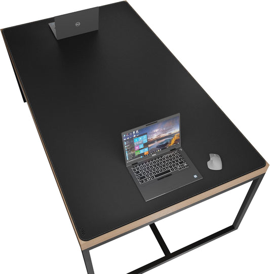 Vyaaa 70.8"x39.3" PU Leather Large Desk Mat (Black) - XXL Extended Mouse pad, Office Desk Protector, Non-Slip Computer Desk pad for Office, Gaming, Home