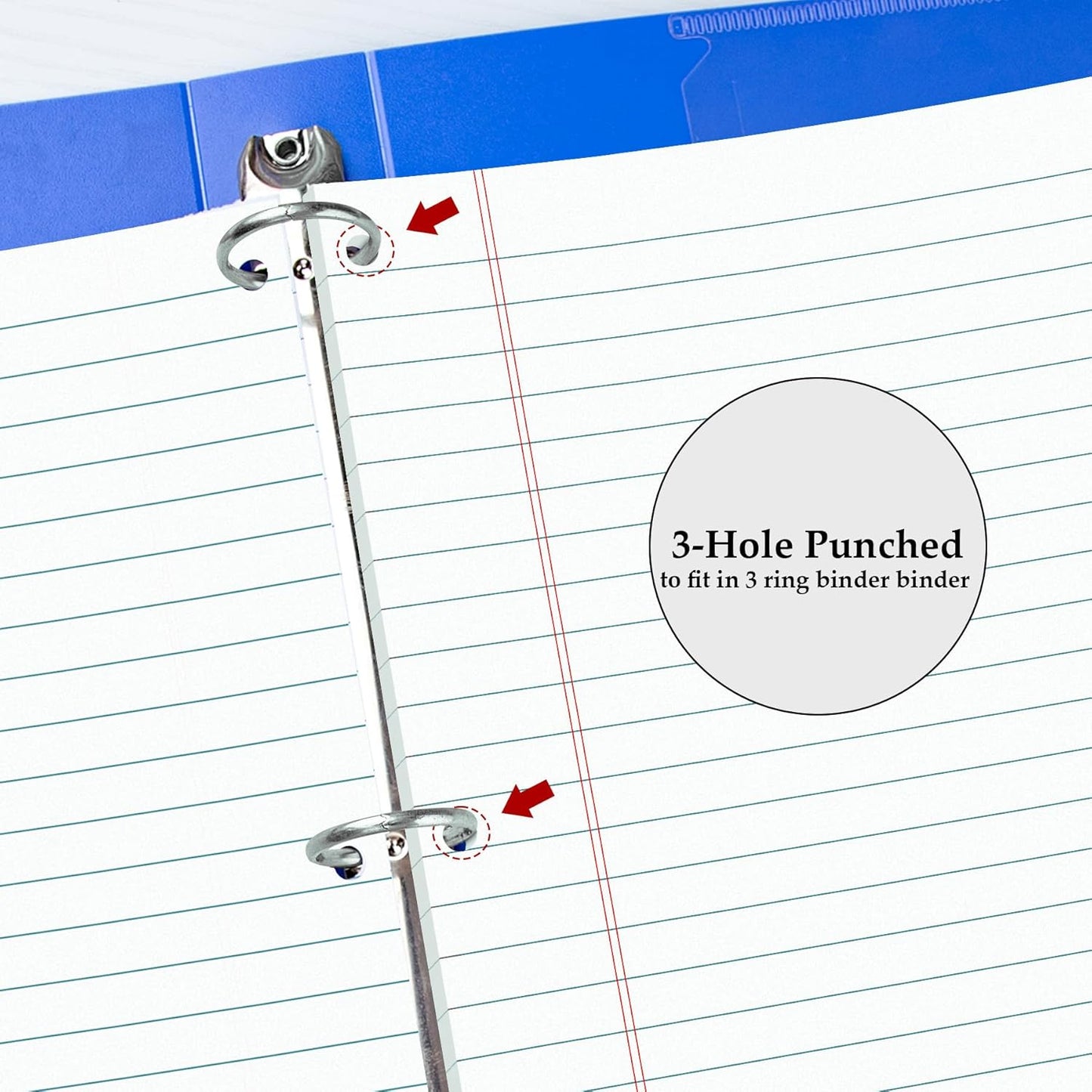 HAUTOCO 2 Pack 8.5 x 11 Legal Pads White Wide Ruled Notepads Perforated Writing Pads, 30 Sheets Per Notepad, 3-Hole Punched Paper, Writing Note Pads for School, Home, Office, Business
