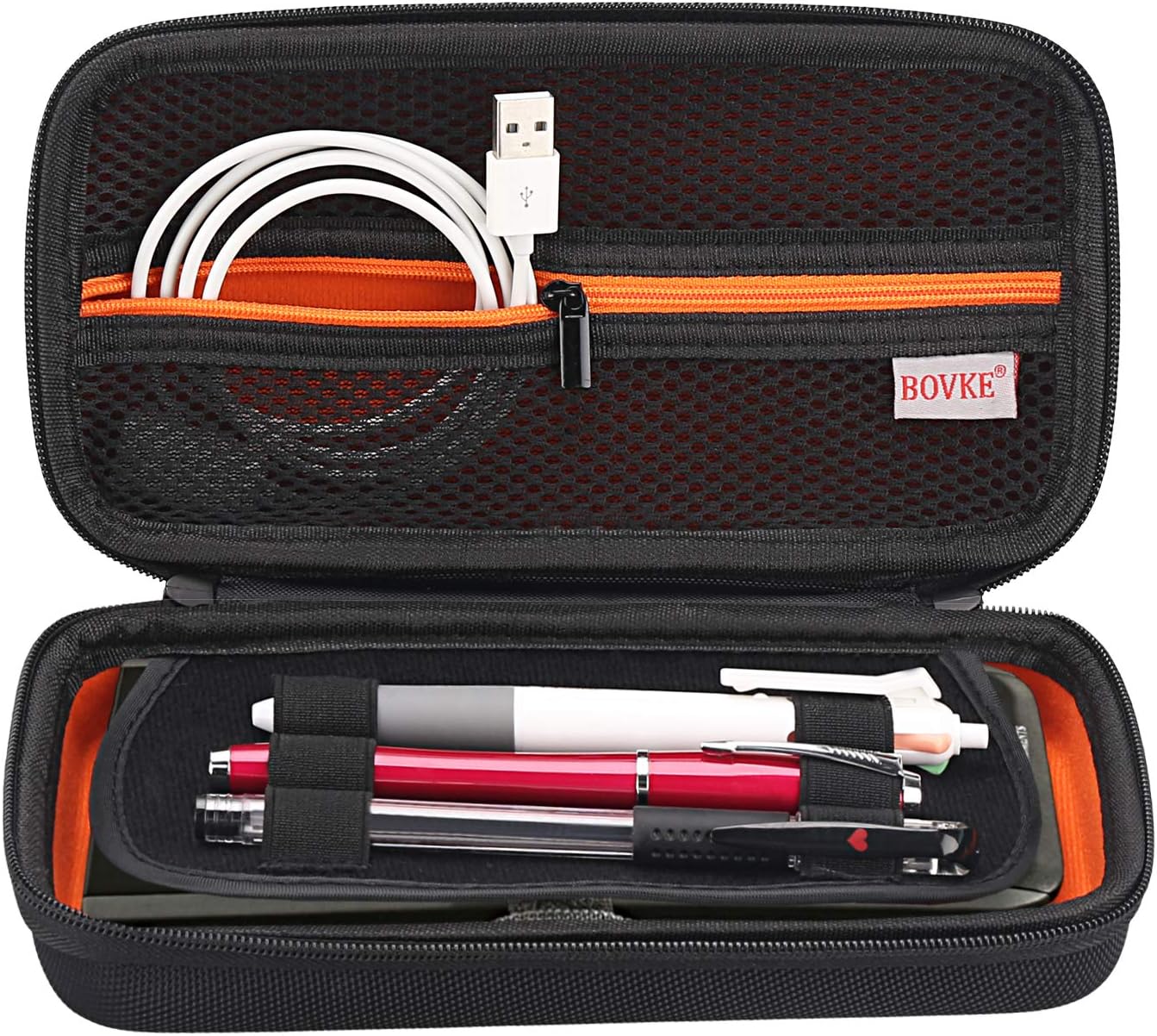 BOVKE Calculator Case for Texas Instruments TI-Nspire CX II CAS/CX II/CX CAS/CX Color Graphing Calculator and More - Extra Mesh Pocket for USB Cables and Other Accessories, Black