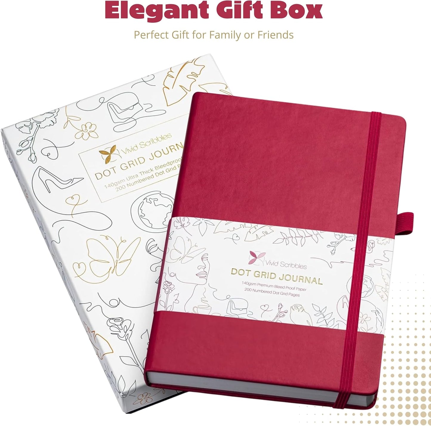 Dotted Journal – 140gsm Bleed Proof Thick White Paper – 200 Numbered Dot Grid Pages – 5.8 x 8.3 inch Bullet Dotted Notebook