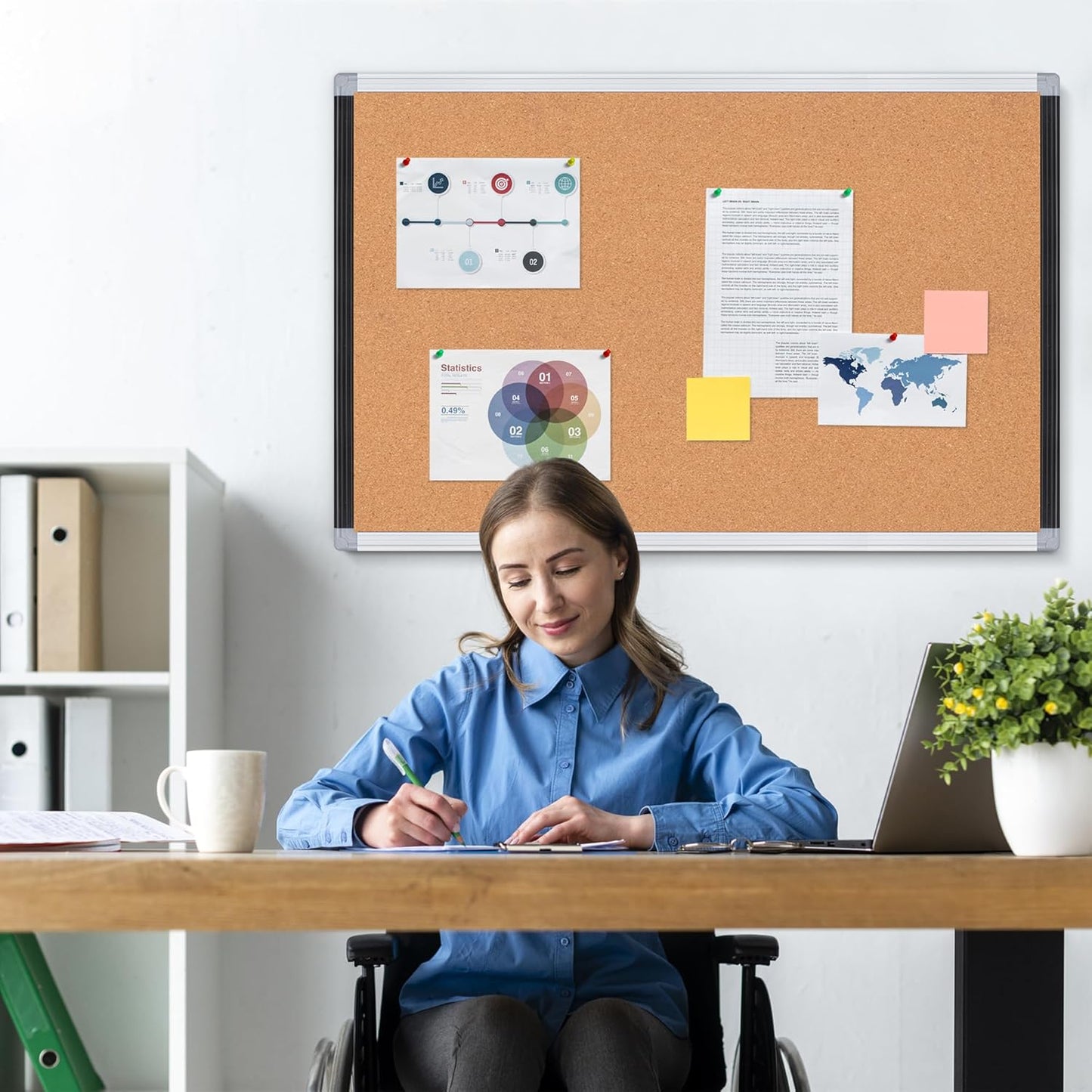 Board2by 2 Pack Cork Bulletin Board 24" x 36", Black/Silver Aluminium Framed Corkboard, Office Board for Wall Decor, Large Wall Mounted Notice Pin Board with 18 Push Pins for School, Home & Office