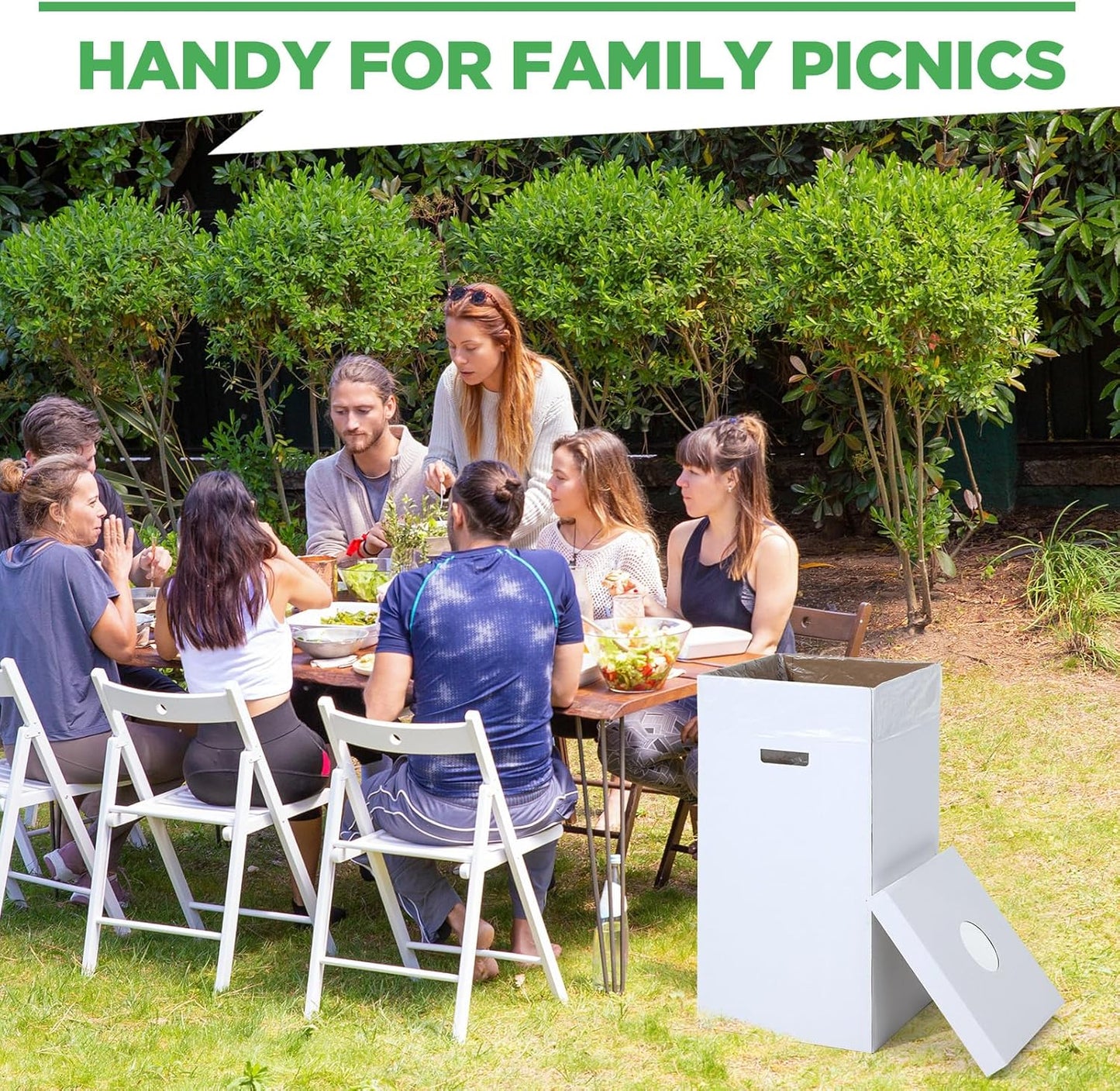 3 Pcs Cardboard Trash Cans with Lid Disposable and Reusable Corrugated Cardboard Trash Cans Recycling Bins Bulk with Garbage Bags White Rubbish Boxes for Parties Events (20 Gallon)